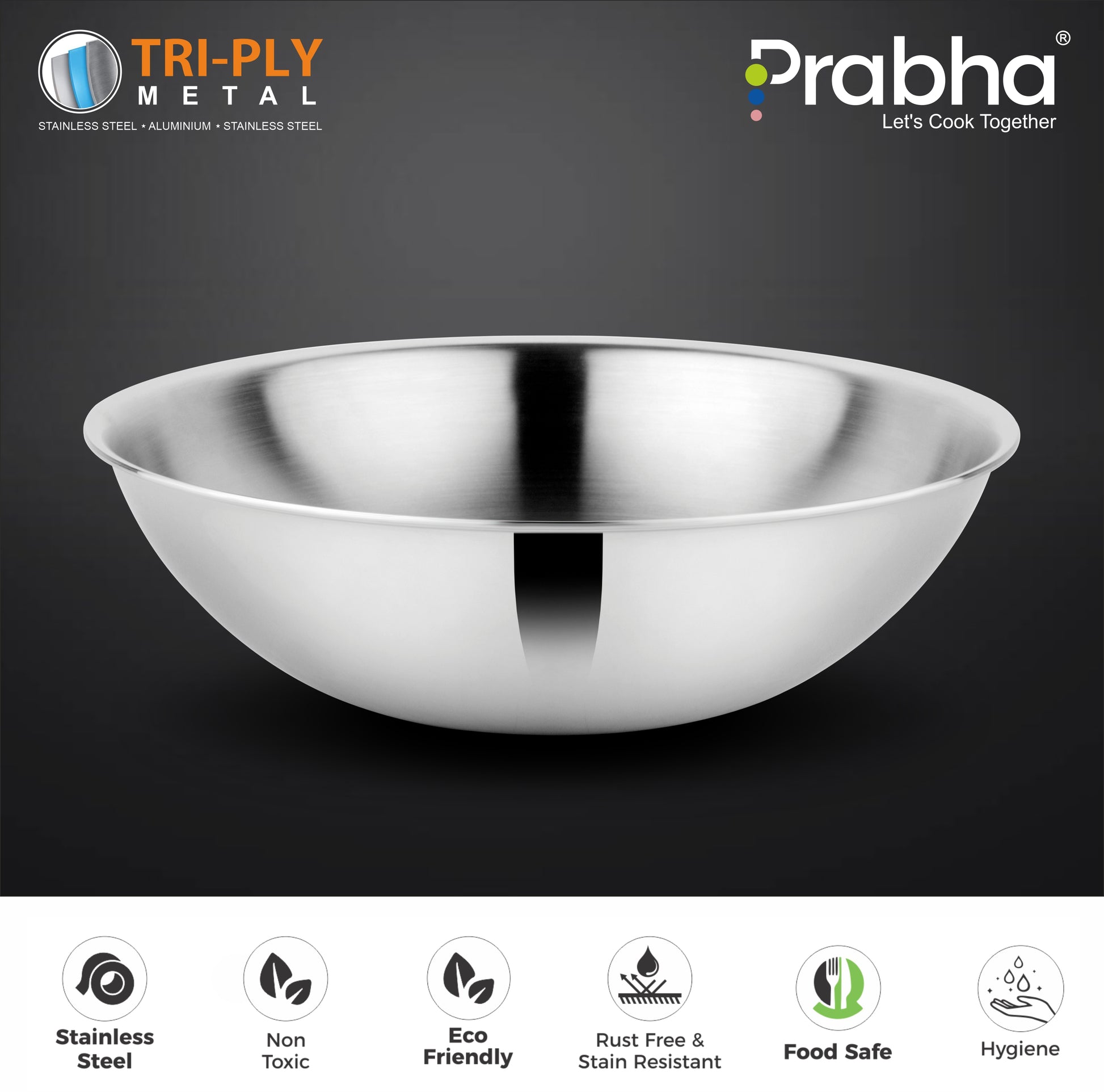 Prima Triply Tasla Flat Base Without Lid