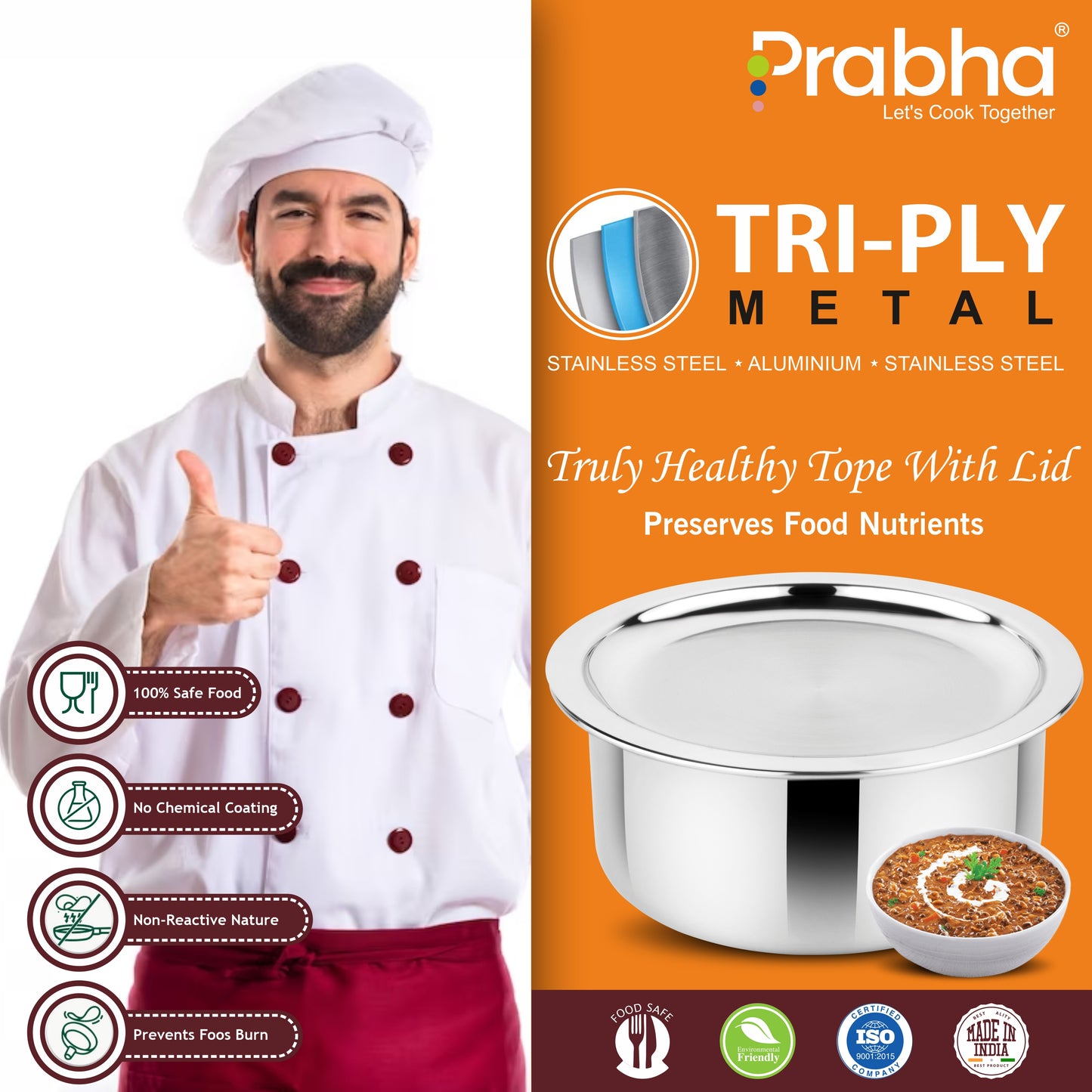 Prima Triply Tope With Lid