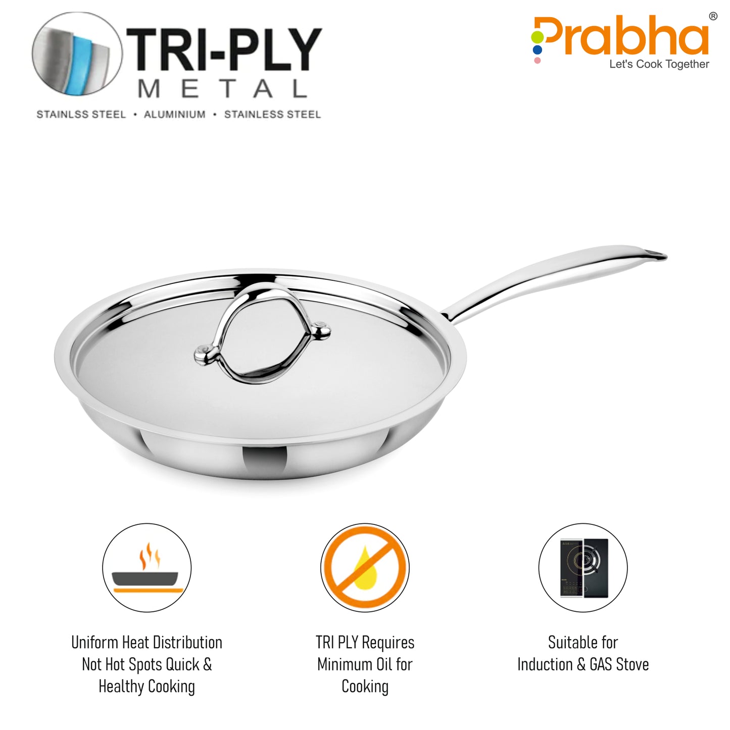 Prima Triply Frypan With Lid