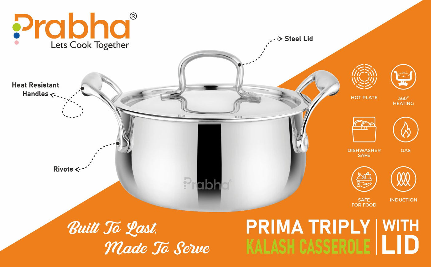 Prima Triply Kalash Casserole With Lid