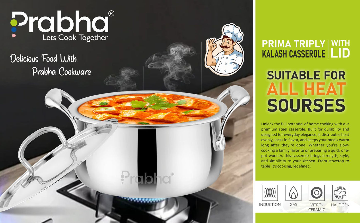 Prima Triply Kalash Casserole With Lid