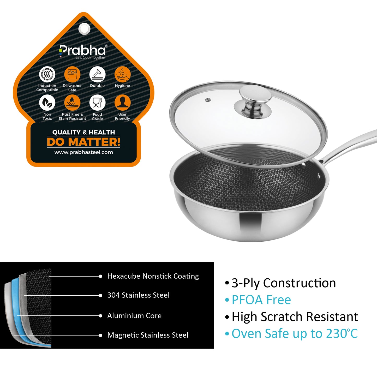 Triply Hexa Cube Wok With Lid