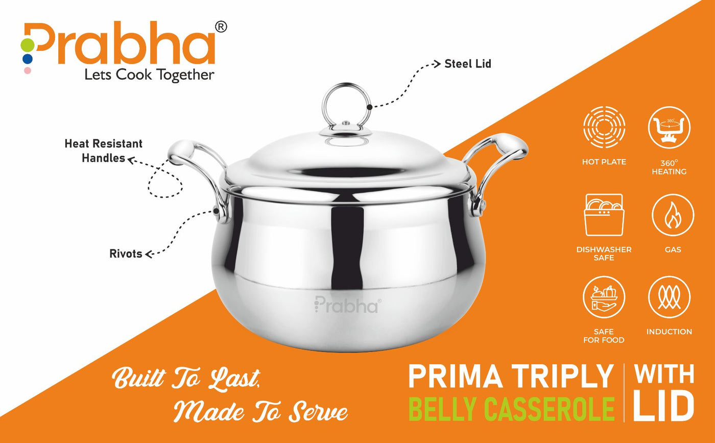 Prima Triply Belly Casserole With Lid