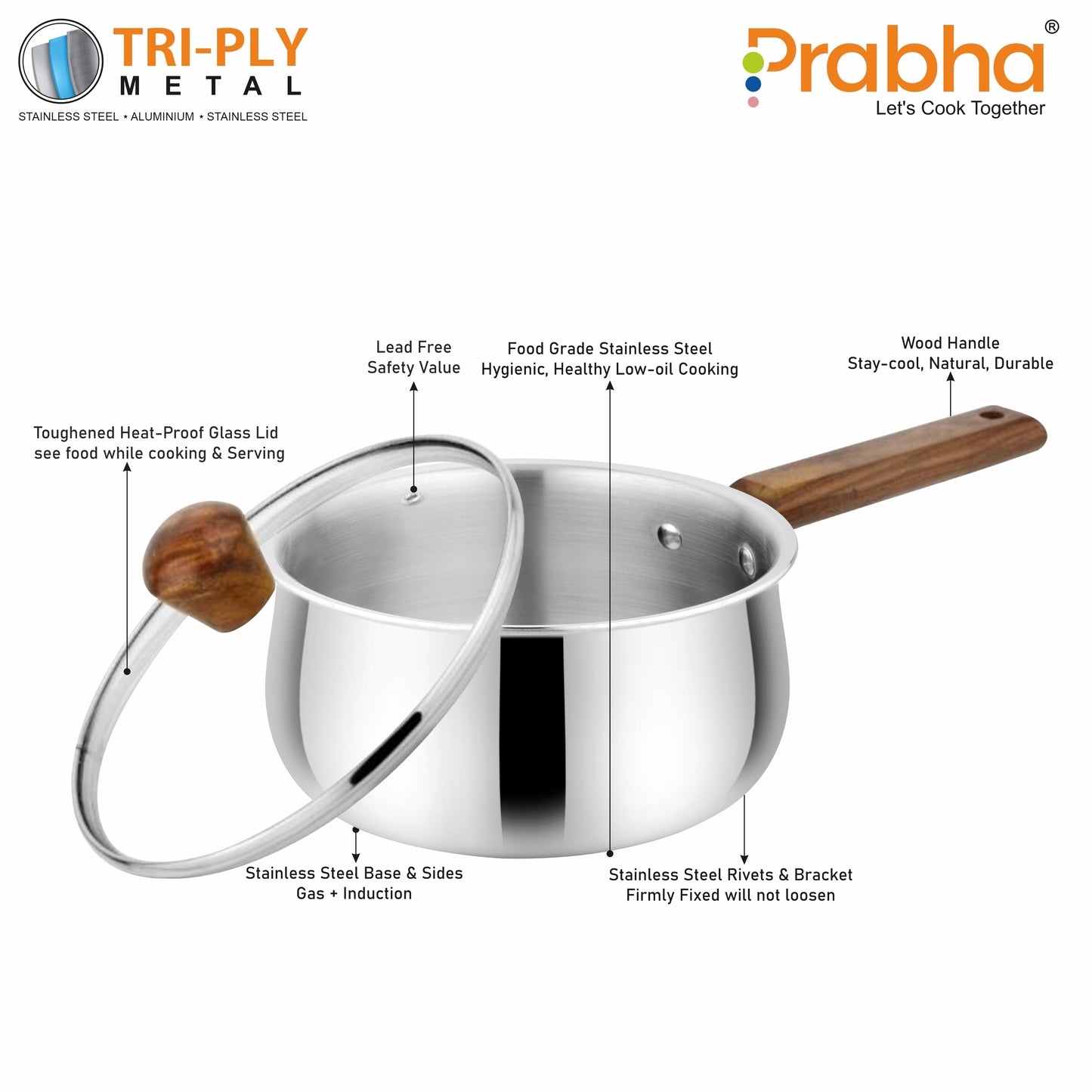Prochef Belly Saucepan With Lid - Prabha