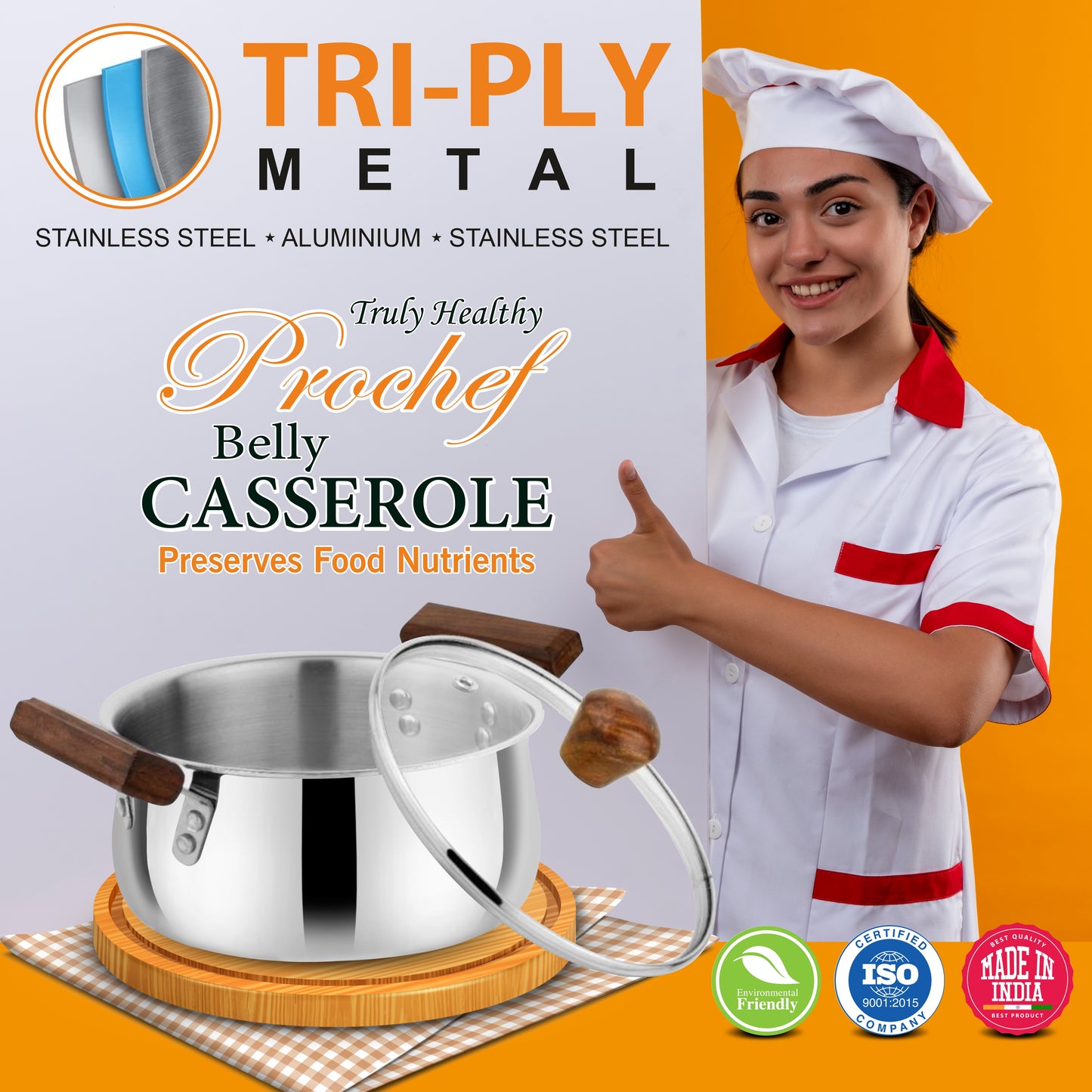 Prochef Belly Casserole With Lid