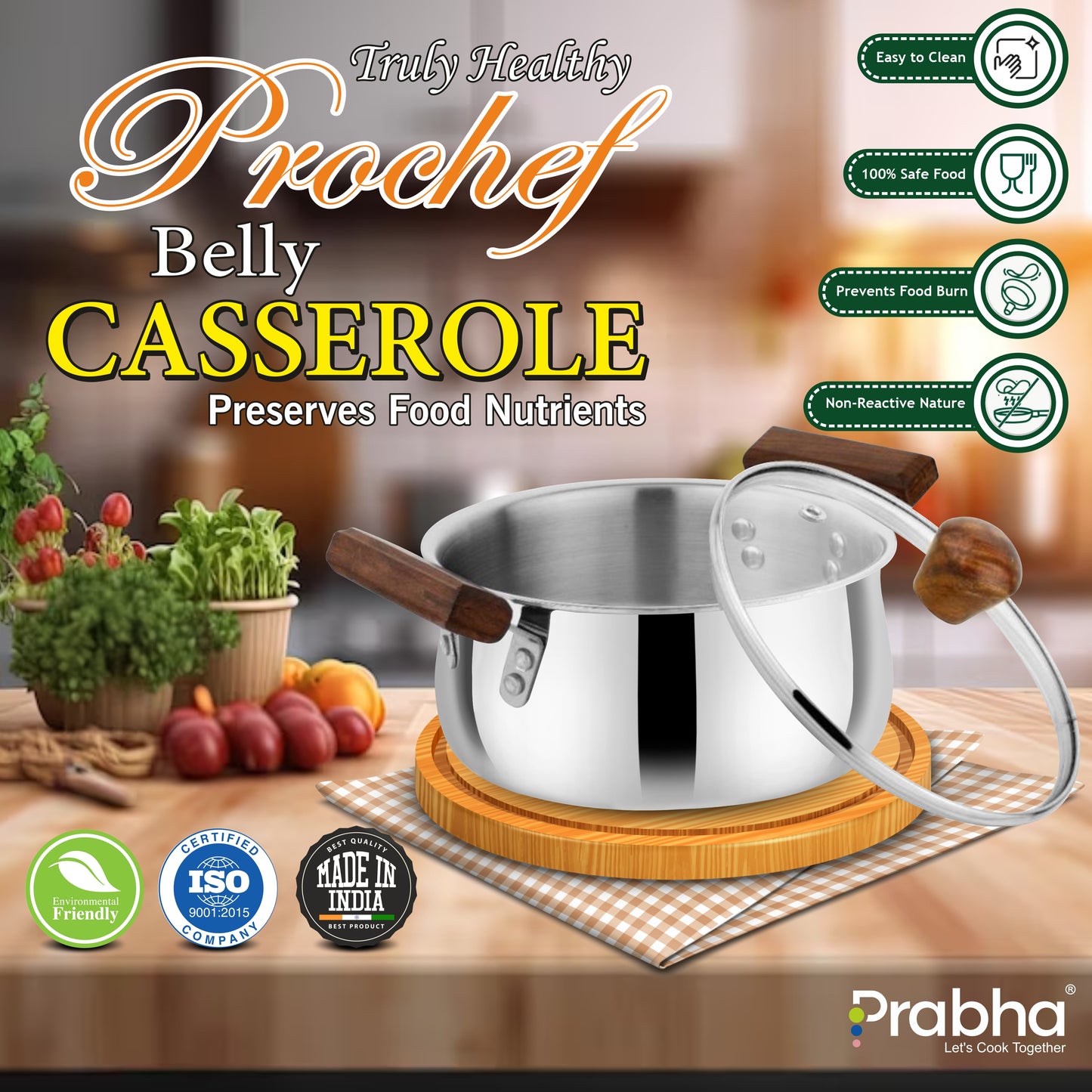 Prochef Belly Casserole With Lid