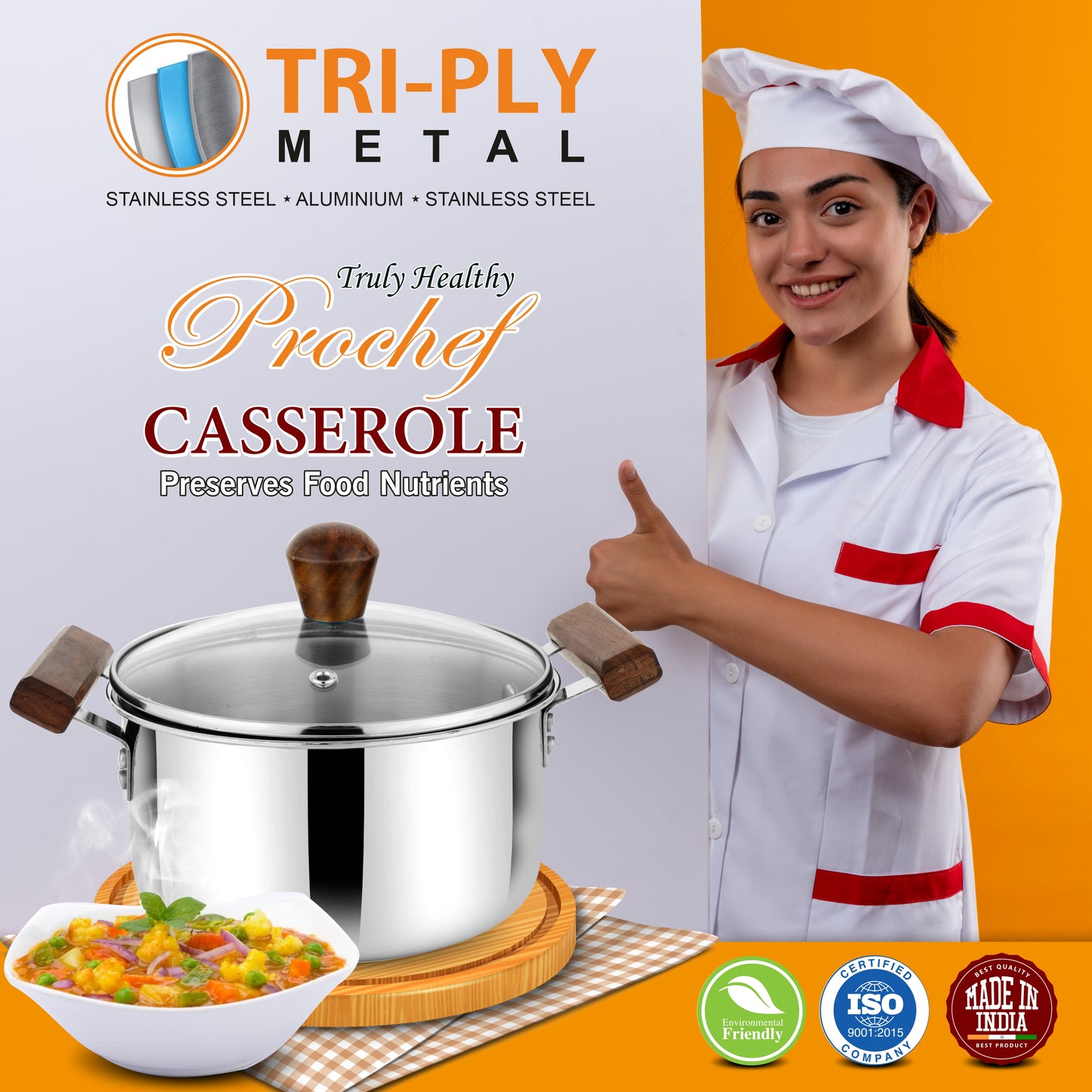 Prochef Casserole With Glass Lid