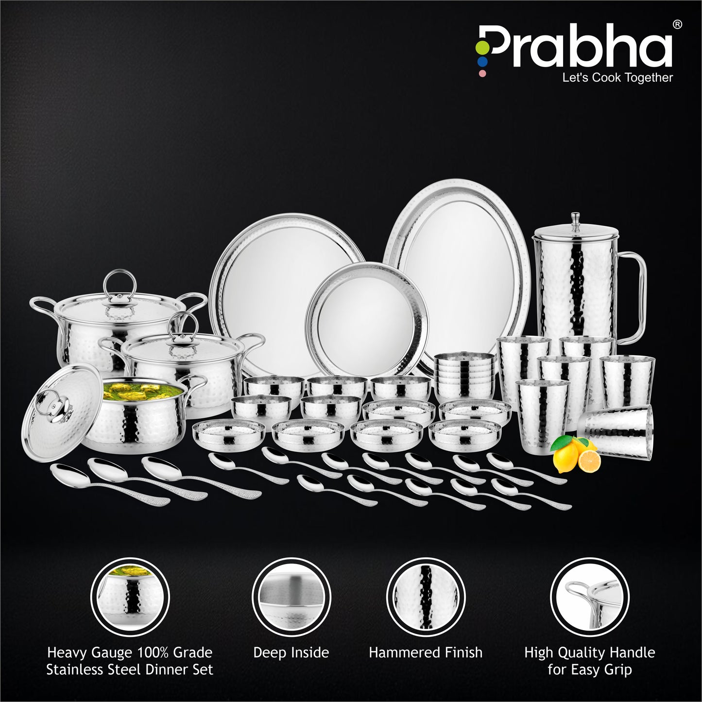 Royal Dinner Set Hammered 57 PCS