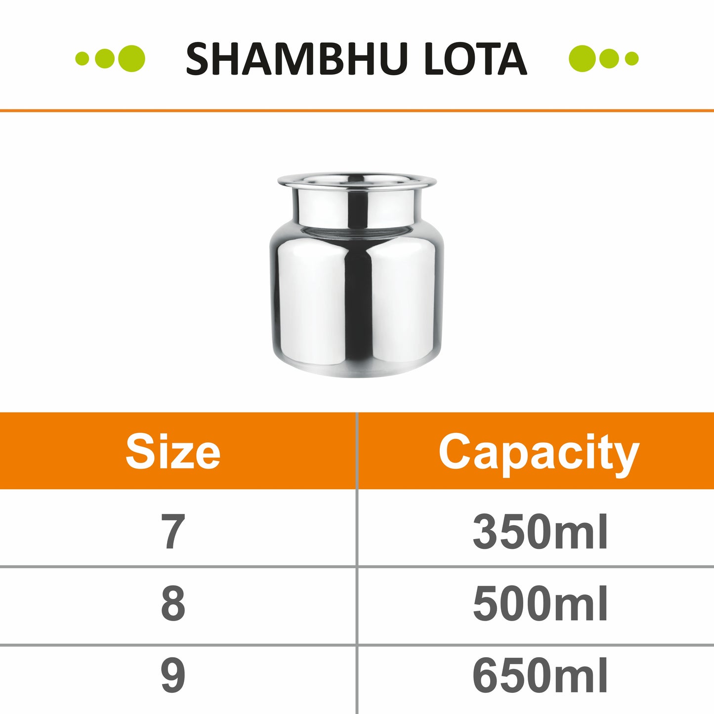 Stainless Steel Water Storage Shambhu Lota - Prabha