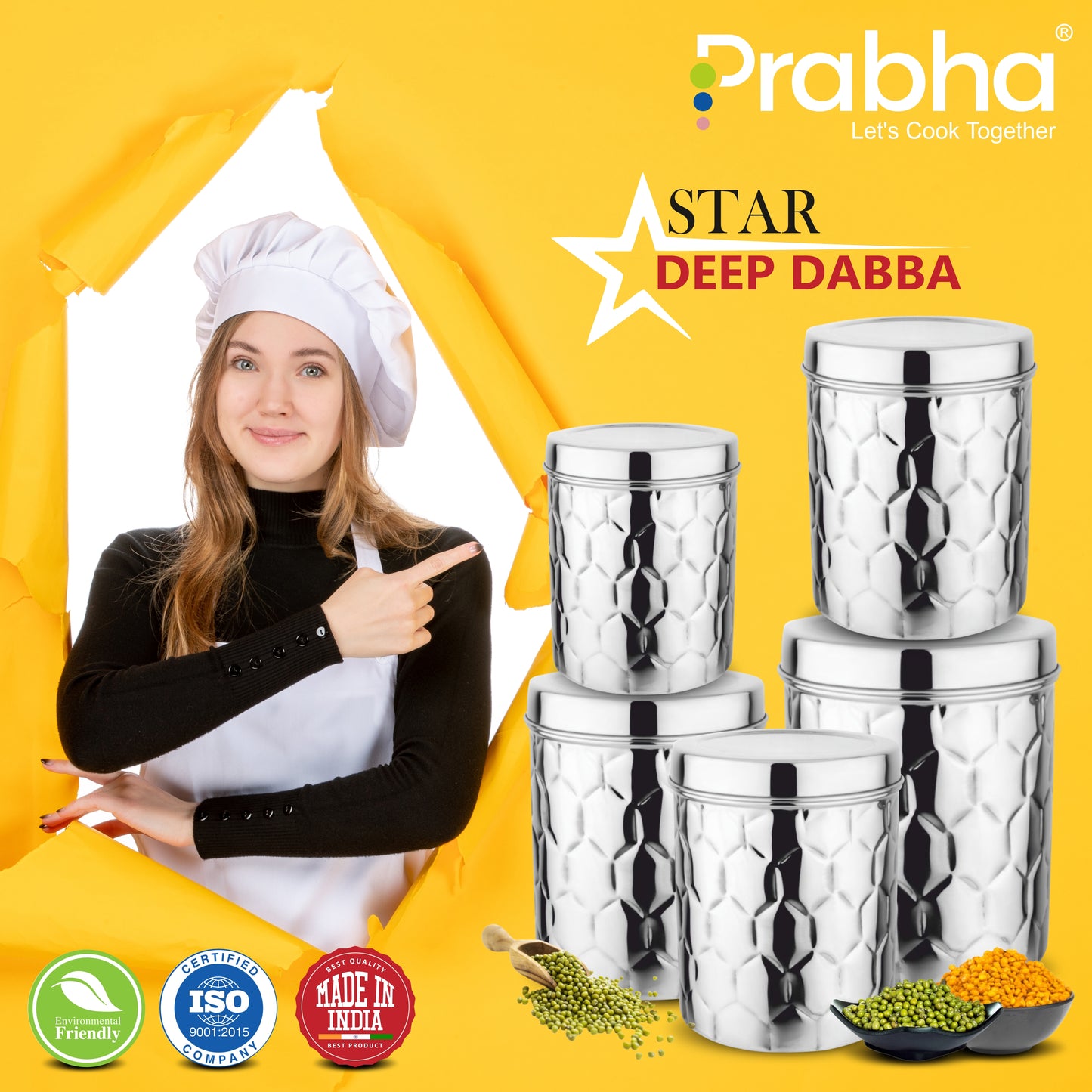 Stainless Steel Star Deep Storage Canister Box Dabba - Prabha