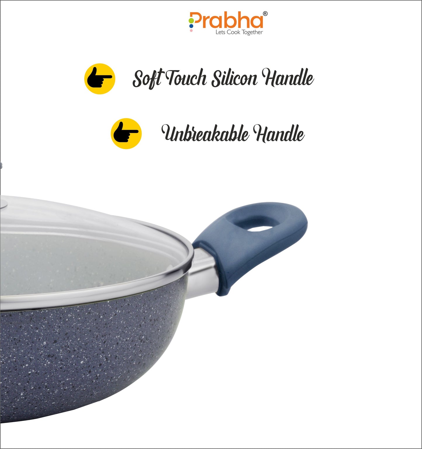 Stella Nonstick Deep Kadhai With Glass Lid