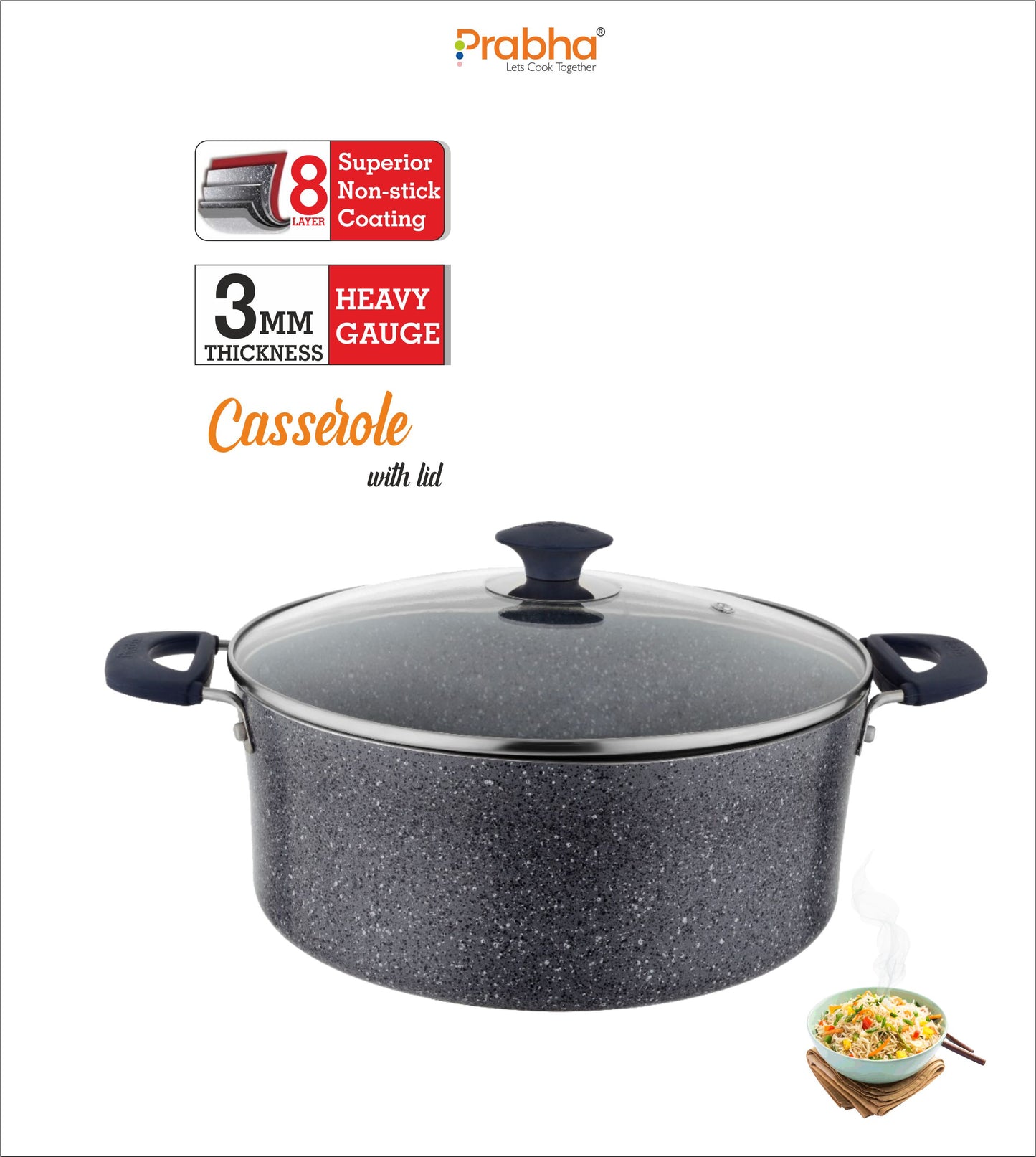 Stella Nonstick Casserole With Glass Lid