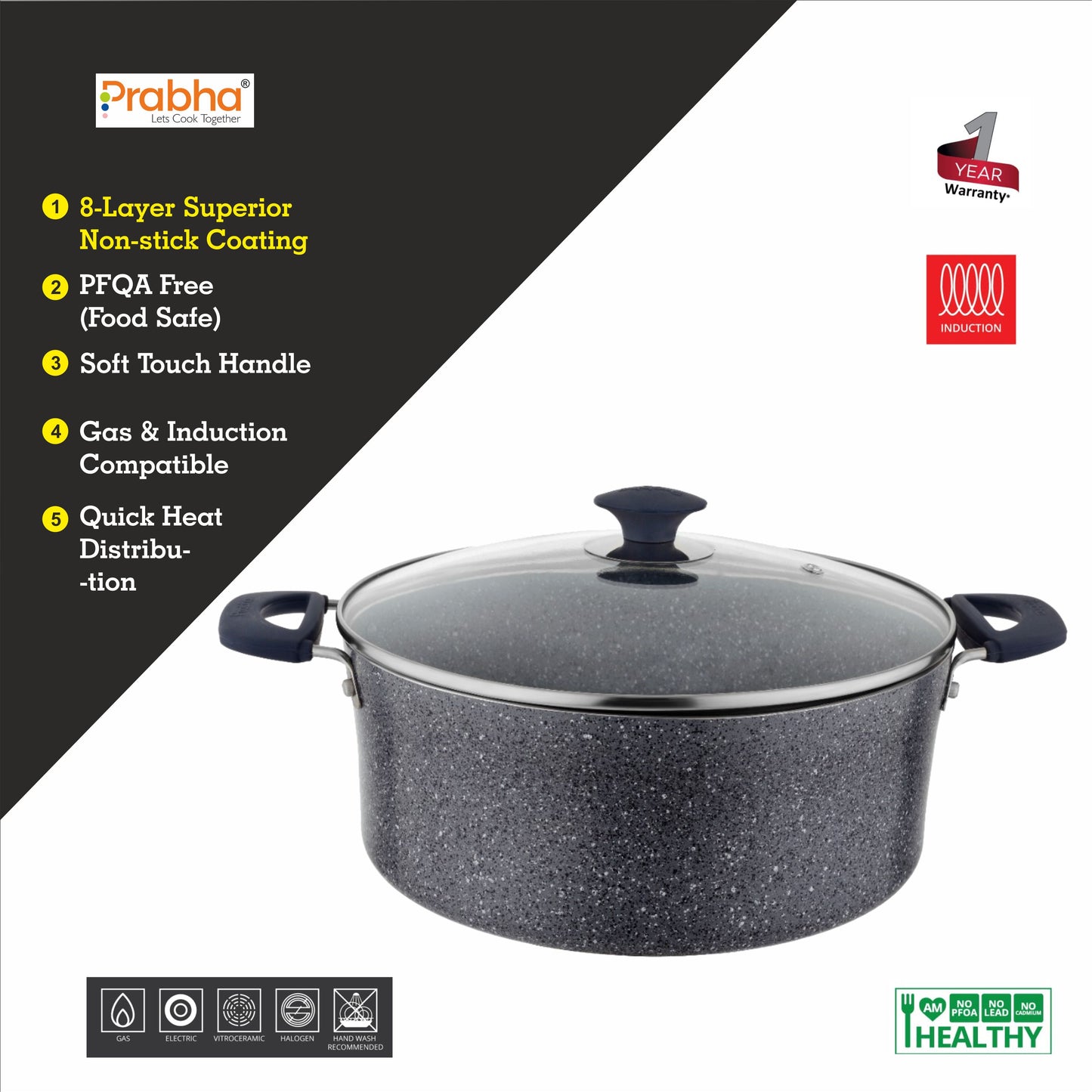 Stella Nonstick Casserole With Glass Lid