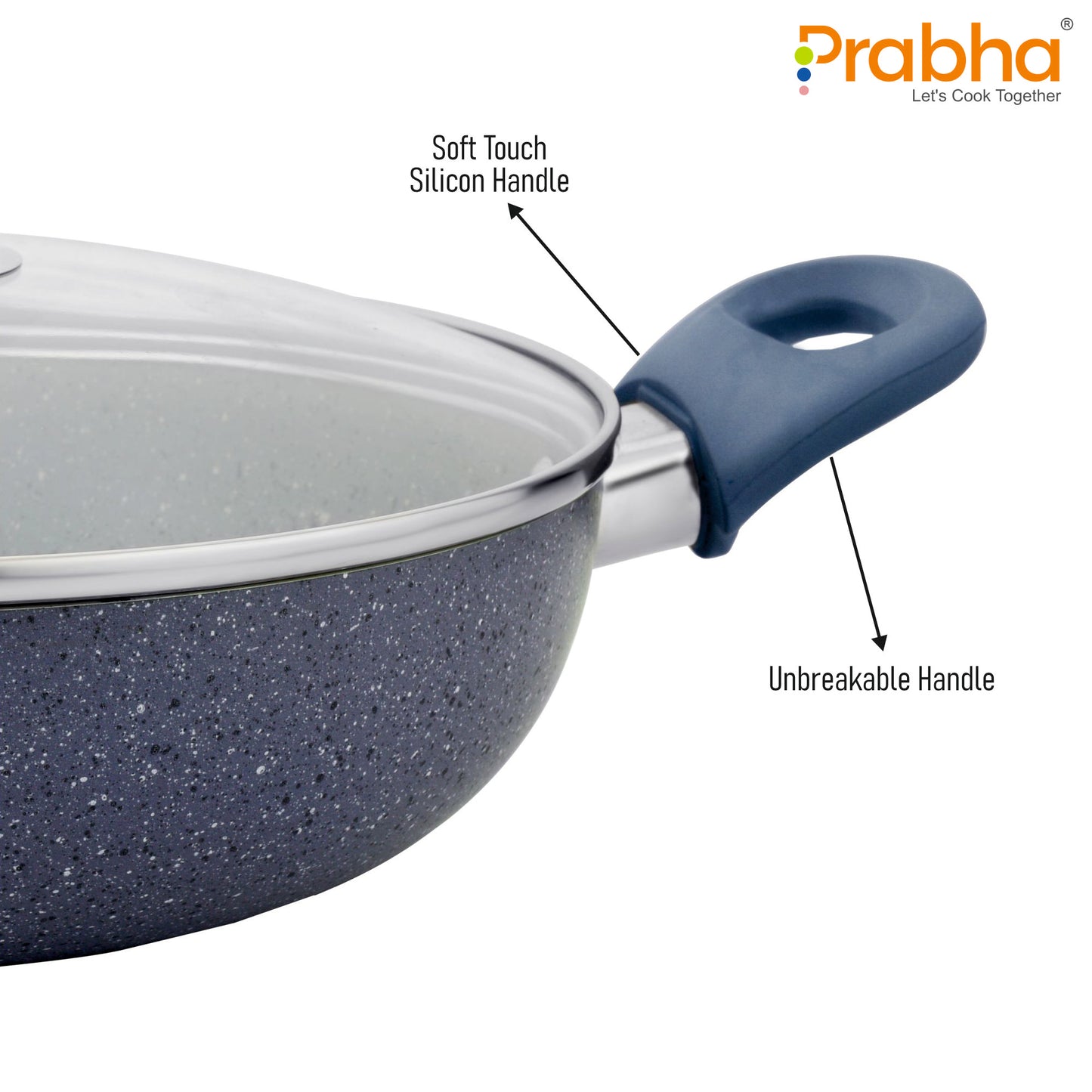 Stella Nonstick Deep Kadhai With Glass Lid