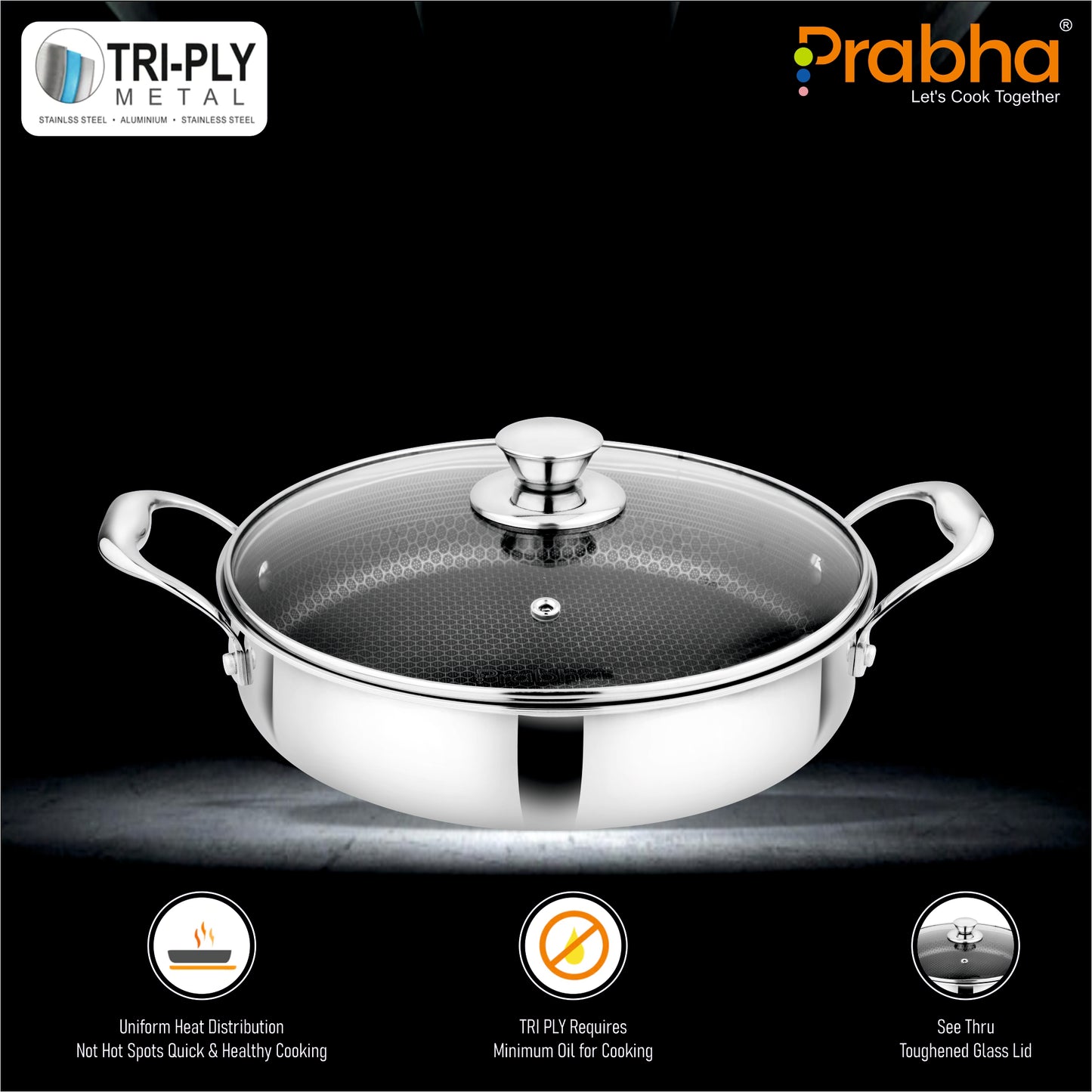 Triply Hexa Cube Saute Pan With Lid