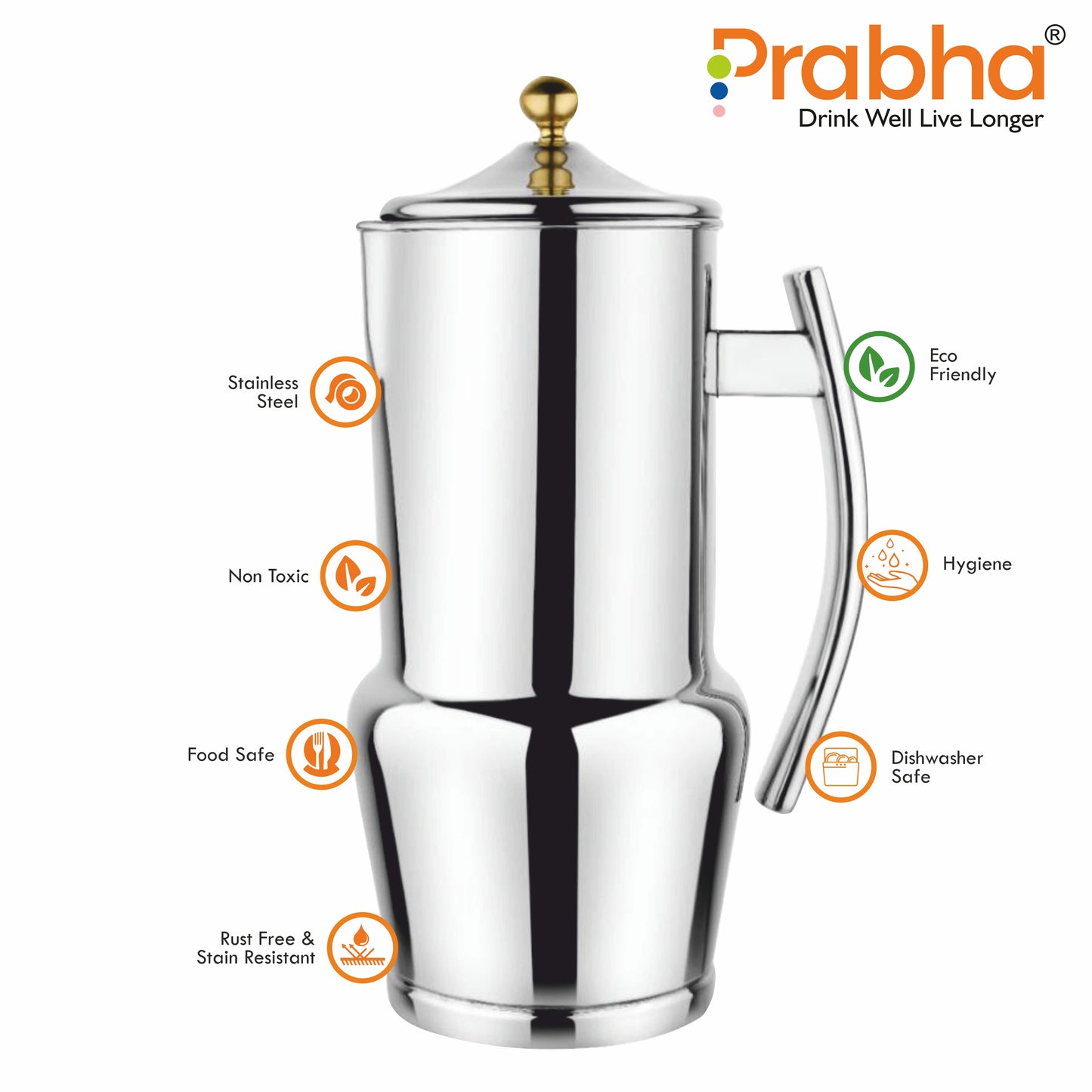 Stainless Steel Wave Water Jug for Home & Kitchen