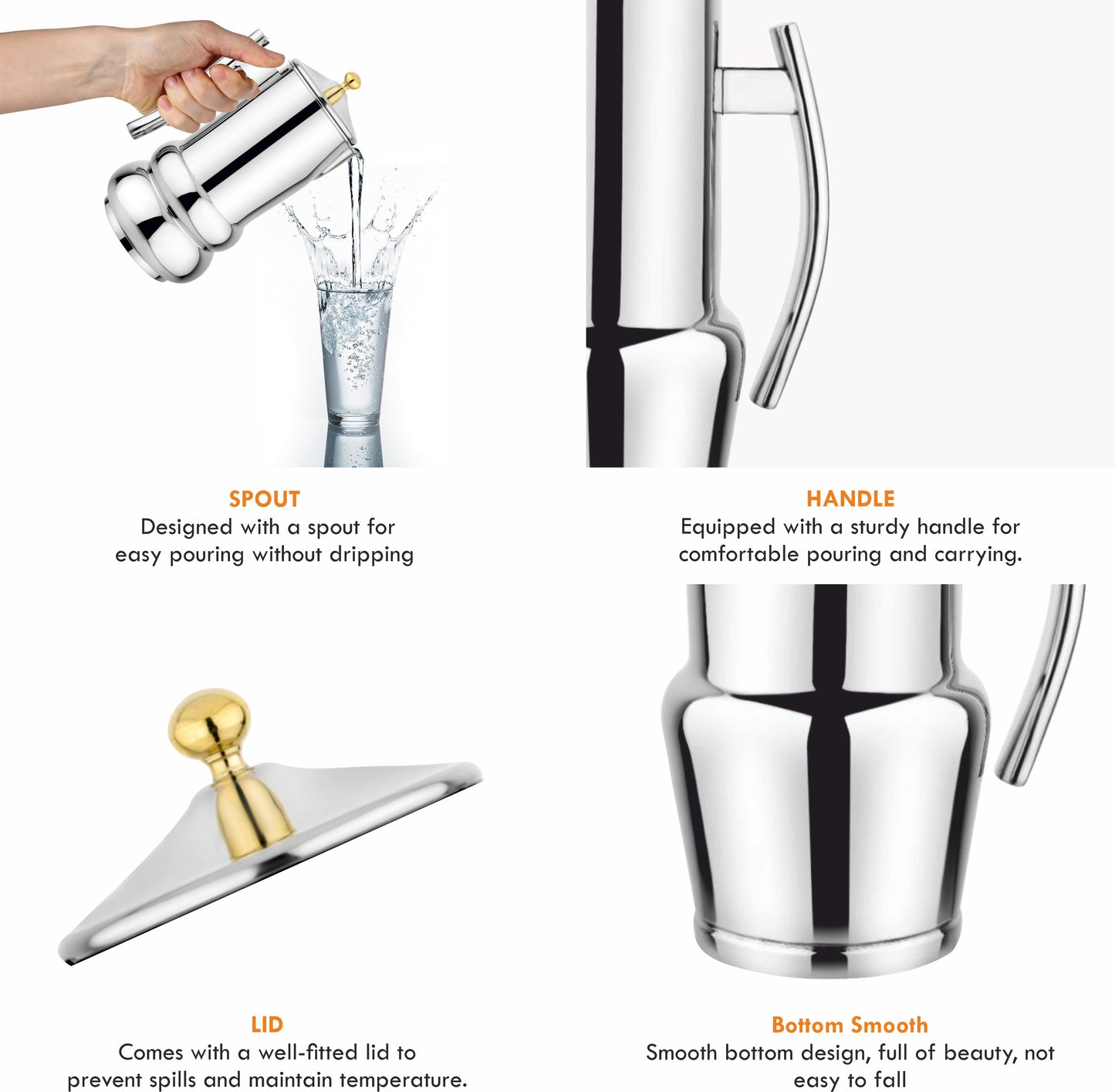 Stainless Steel Wave Water Jug for Home & Kitchen