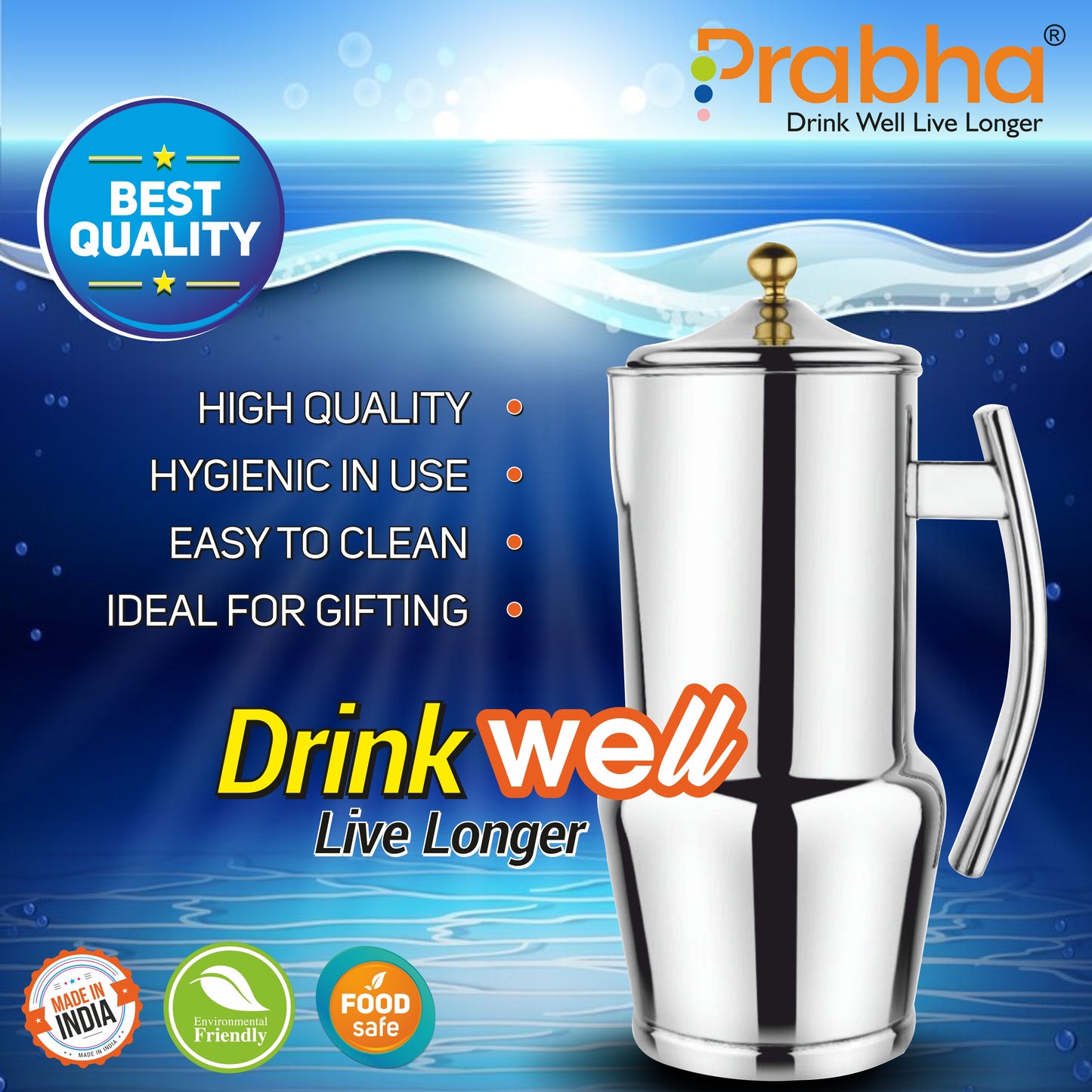 Stainless Steel Wave Water Jug for Home & Kitchen