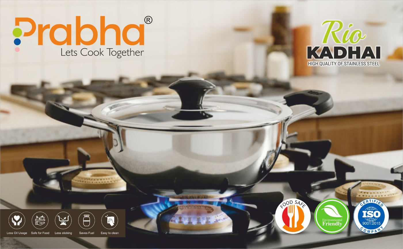 Rio IB Kadhai with Steel Lid Induction Friendly Cookpot