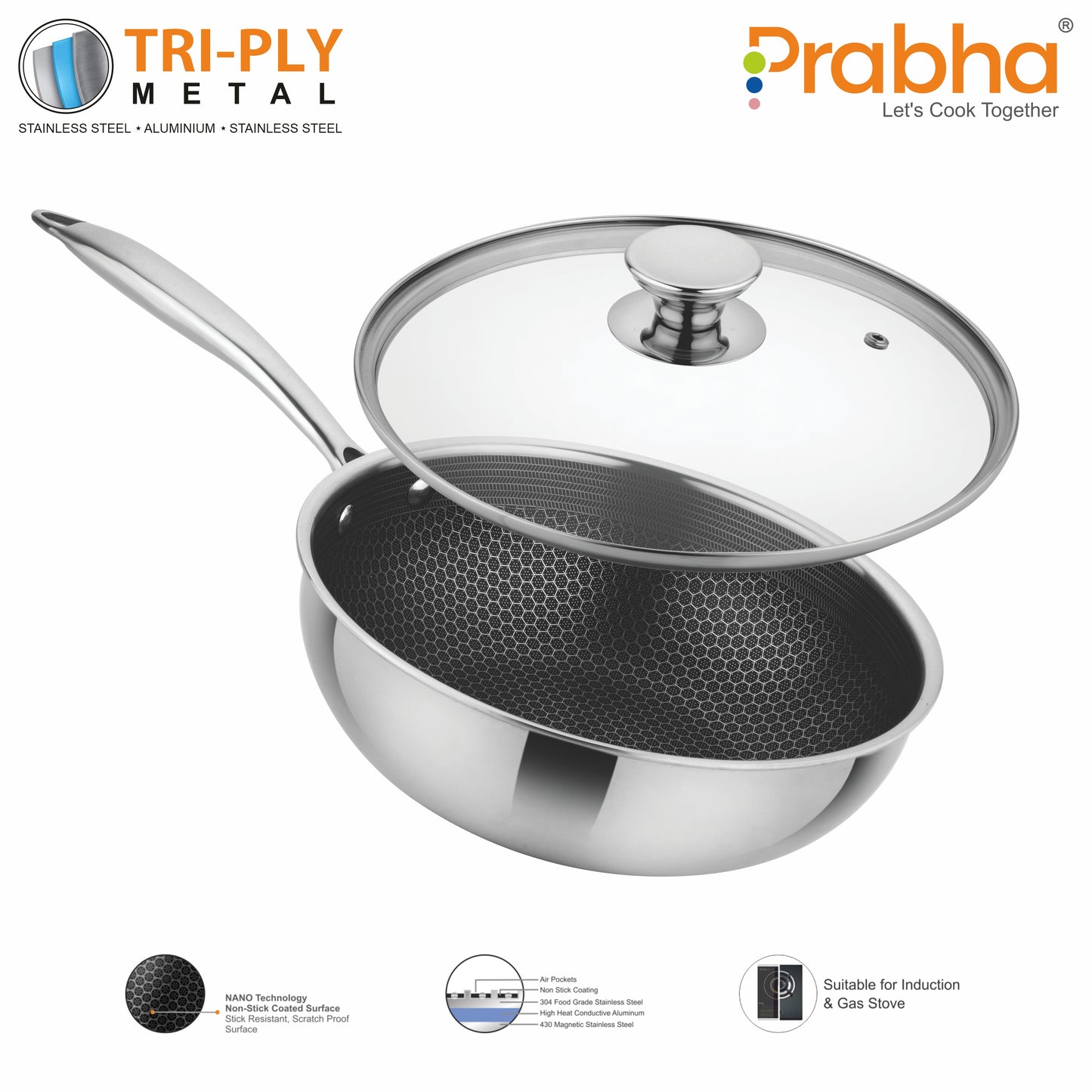 Triply Hexa Cube Wok With Lid