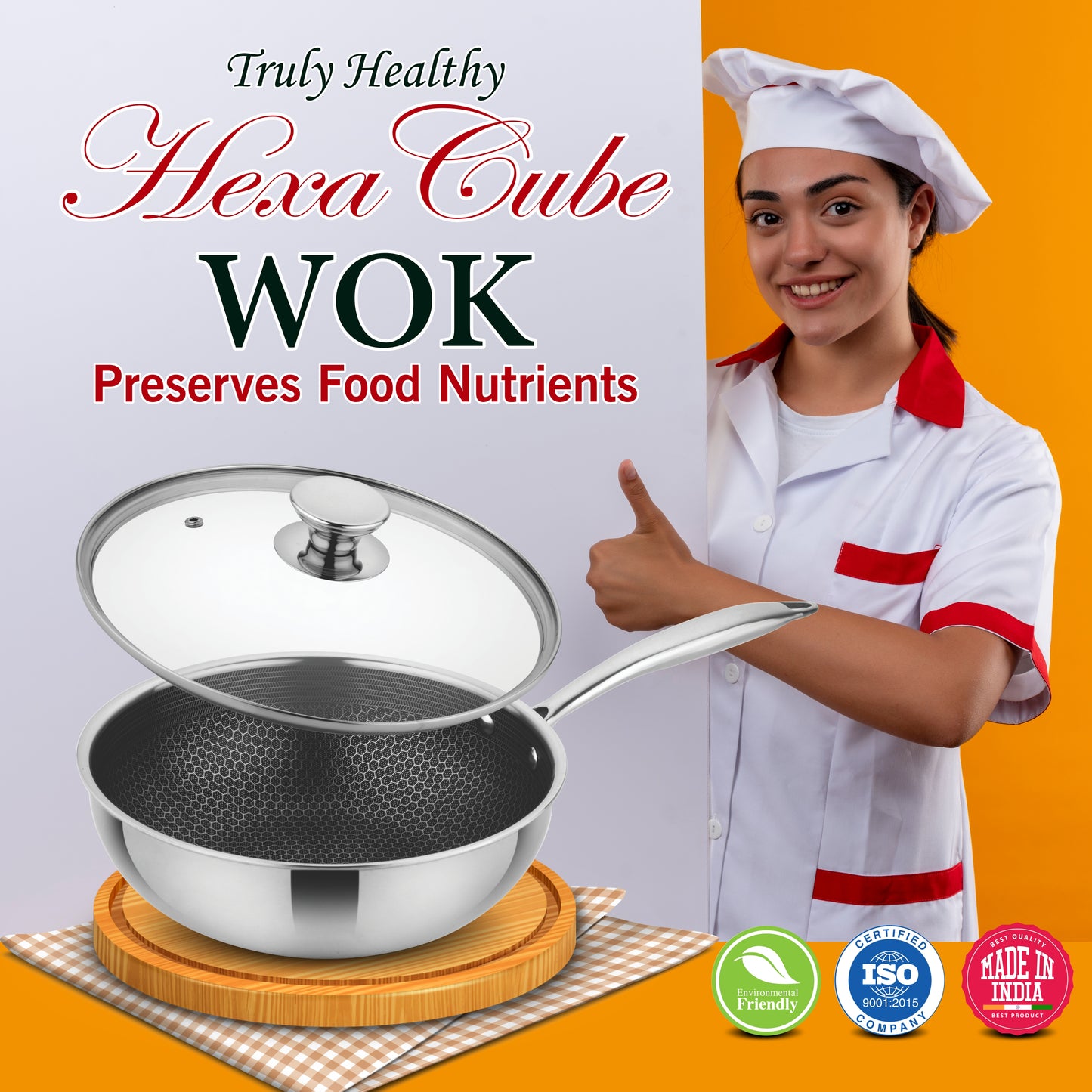 Triply Hexa Cube Wok With Lid