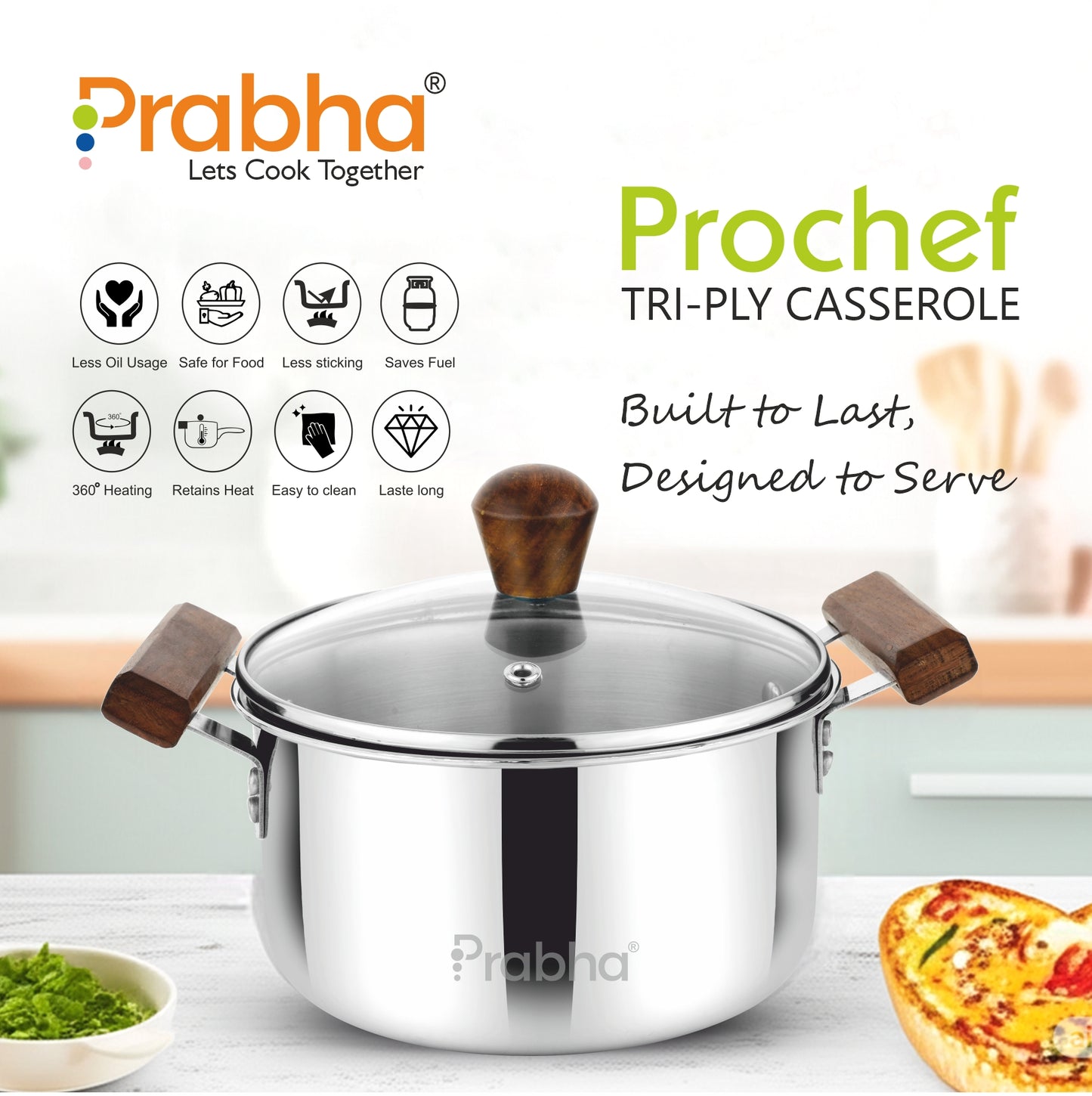 Prochef Casserole With Glass Lid