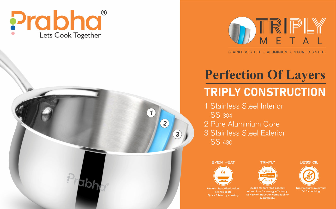 Prima Triply Kalash Saucepan With Lid
