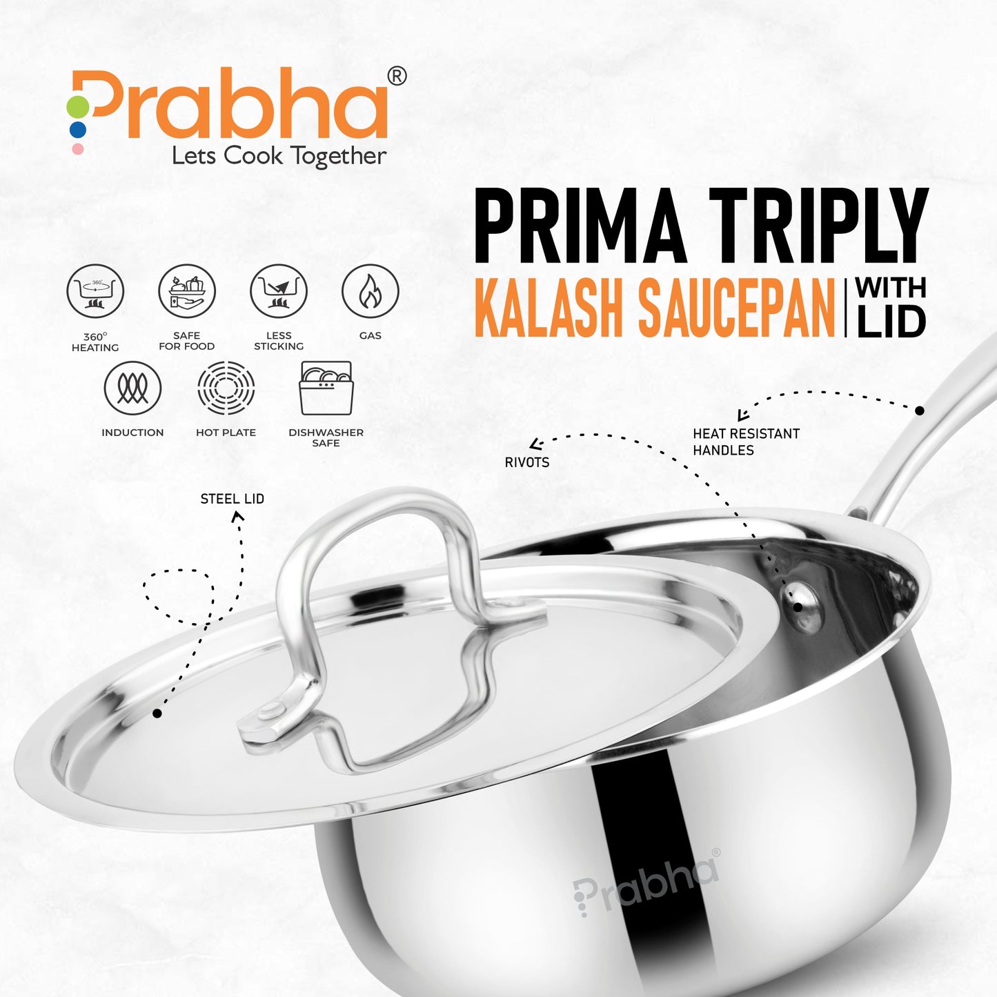 Prima Triply Kalash Saucepan With Lid