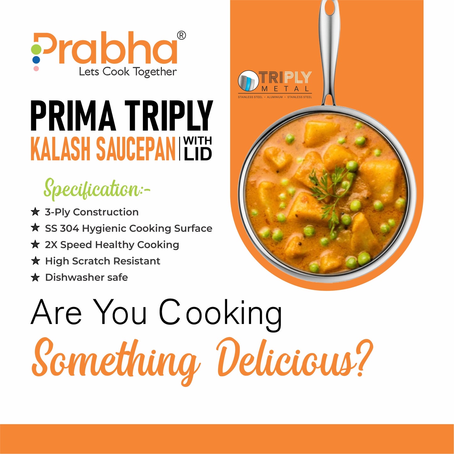 Prima Triply Kalash Saucepan With Lid
