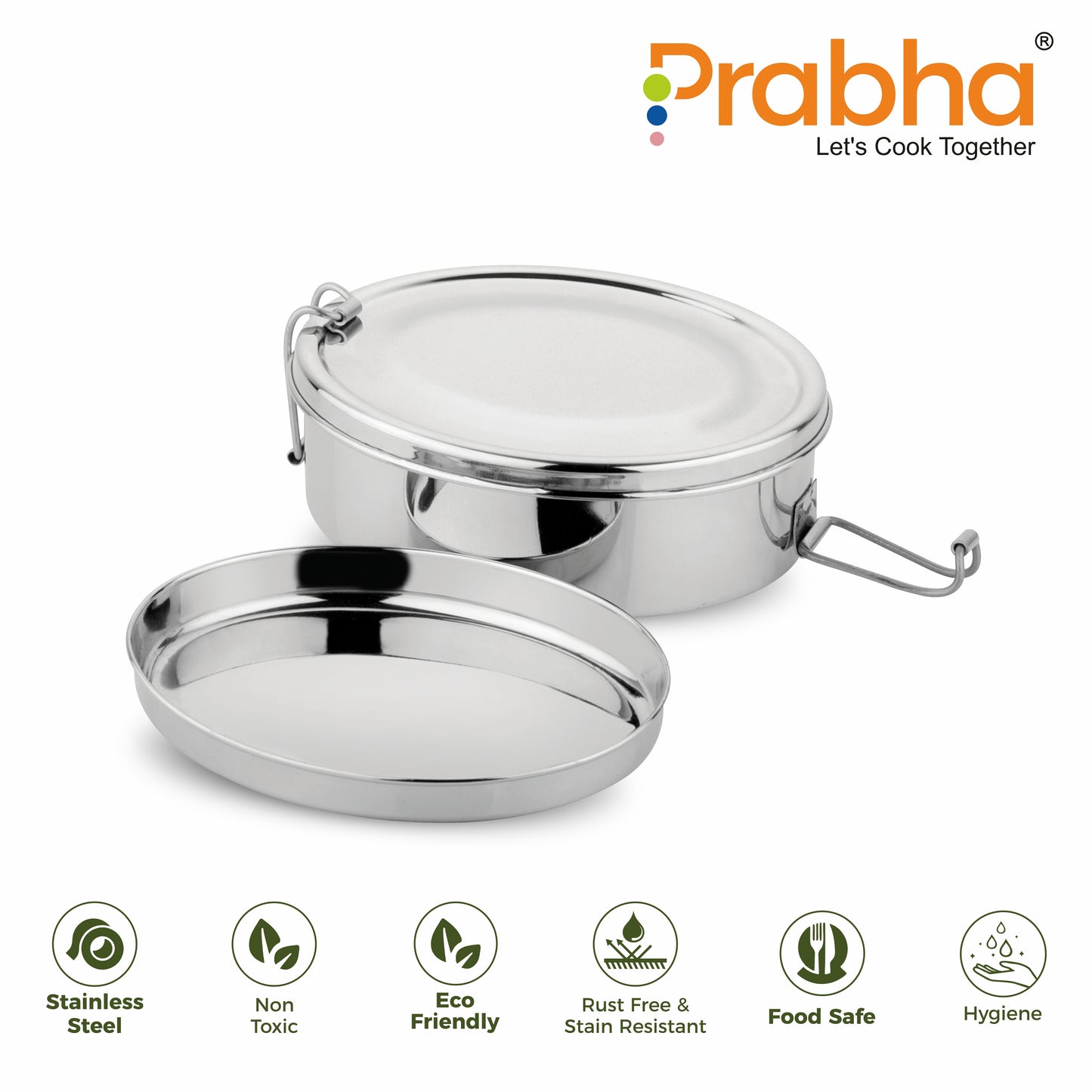 Stainless Steel Oval Food Pack Lunch Box - Prabha