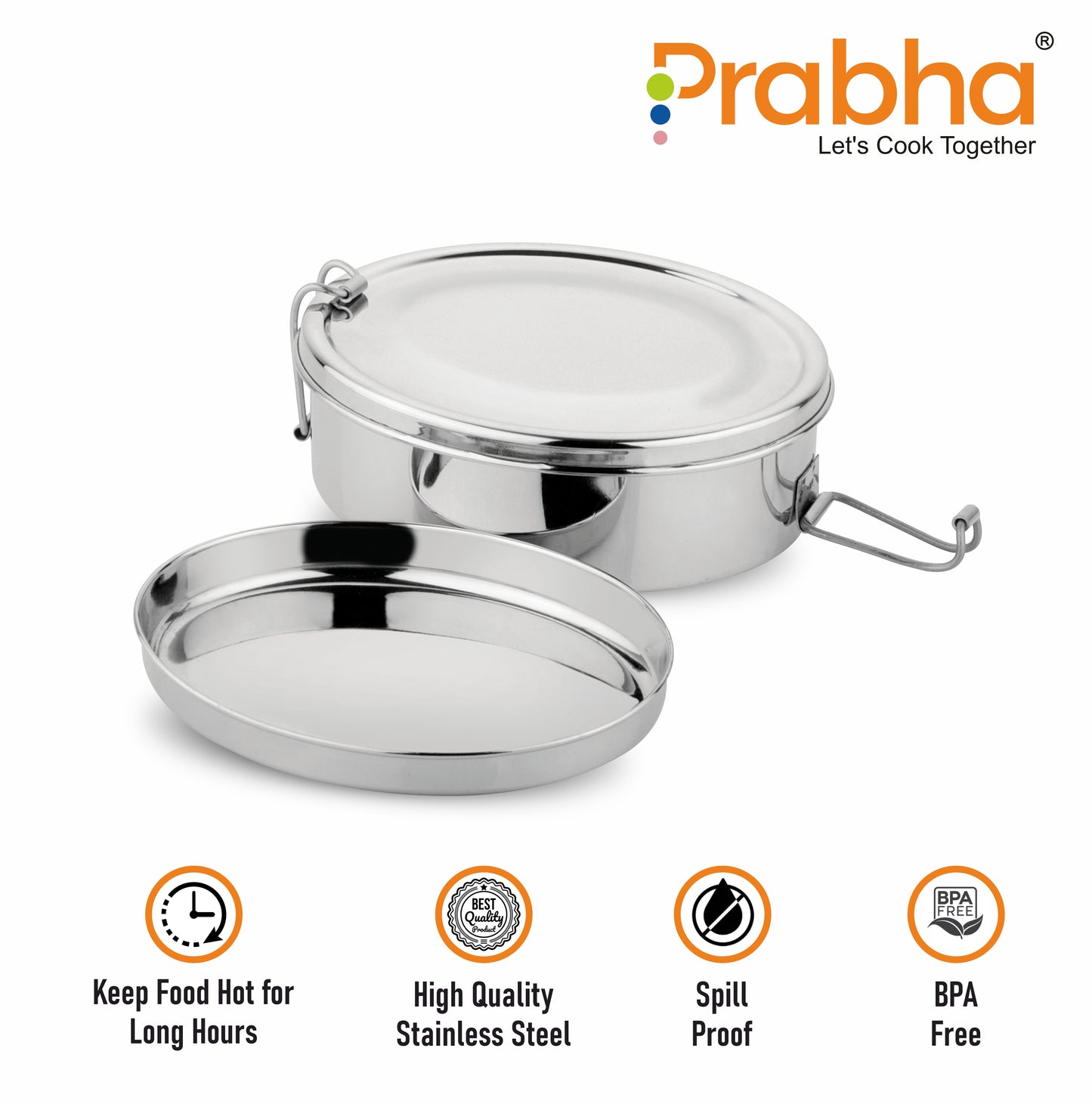 Stainless Steel Oval Food Pack Lunch Box - Prabha
