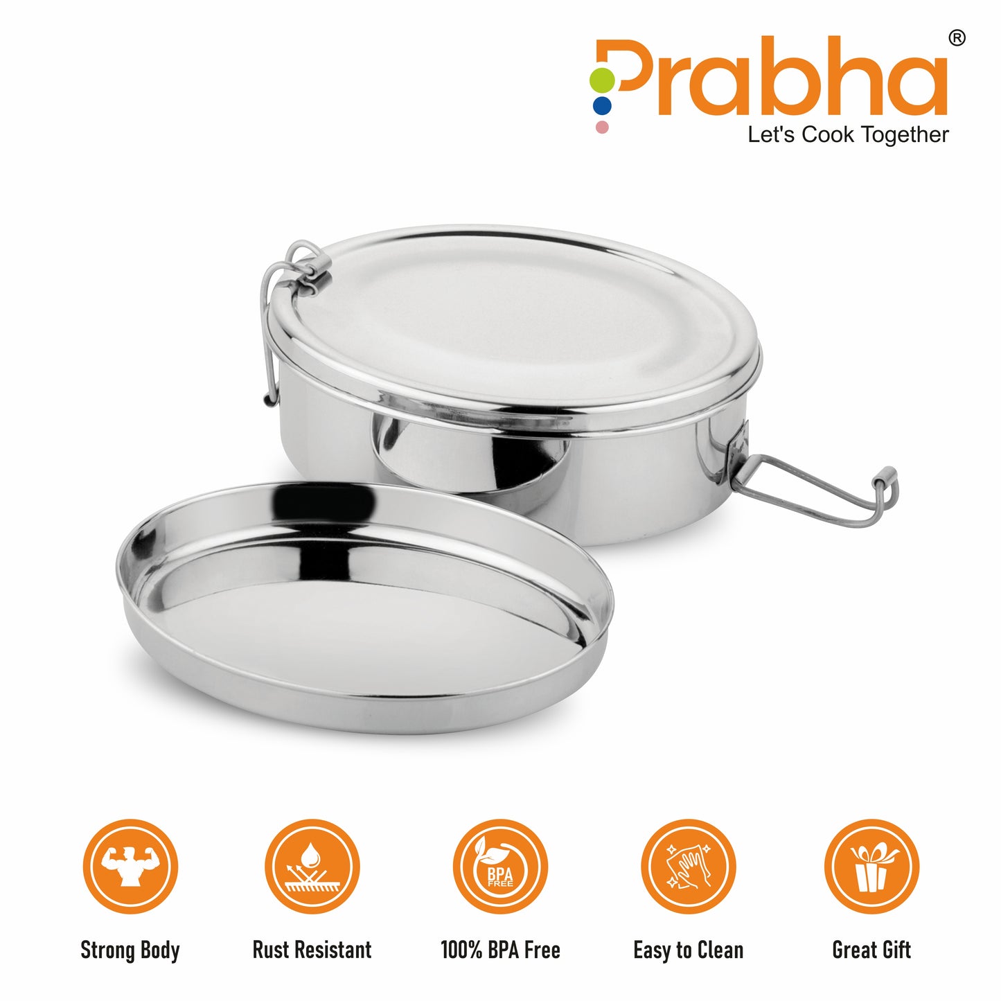 Stainless Steel Oval Food Pack Lunch Box - Prabha