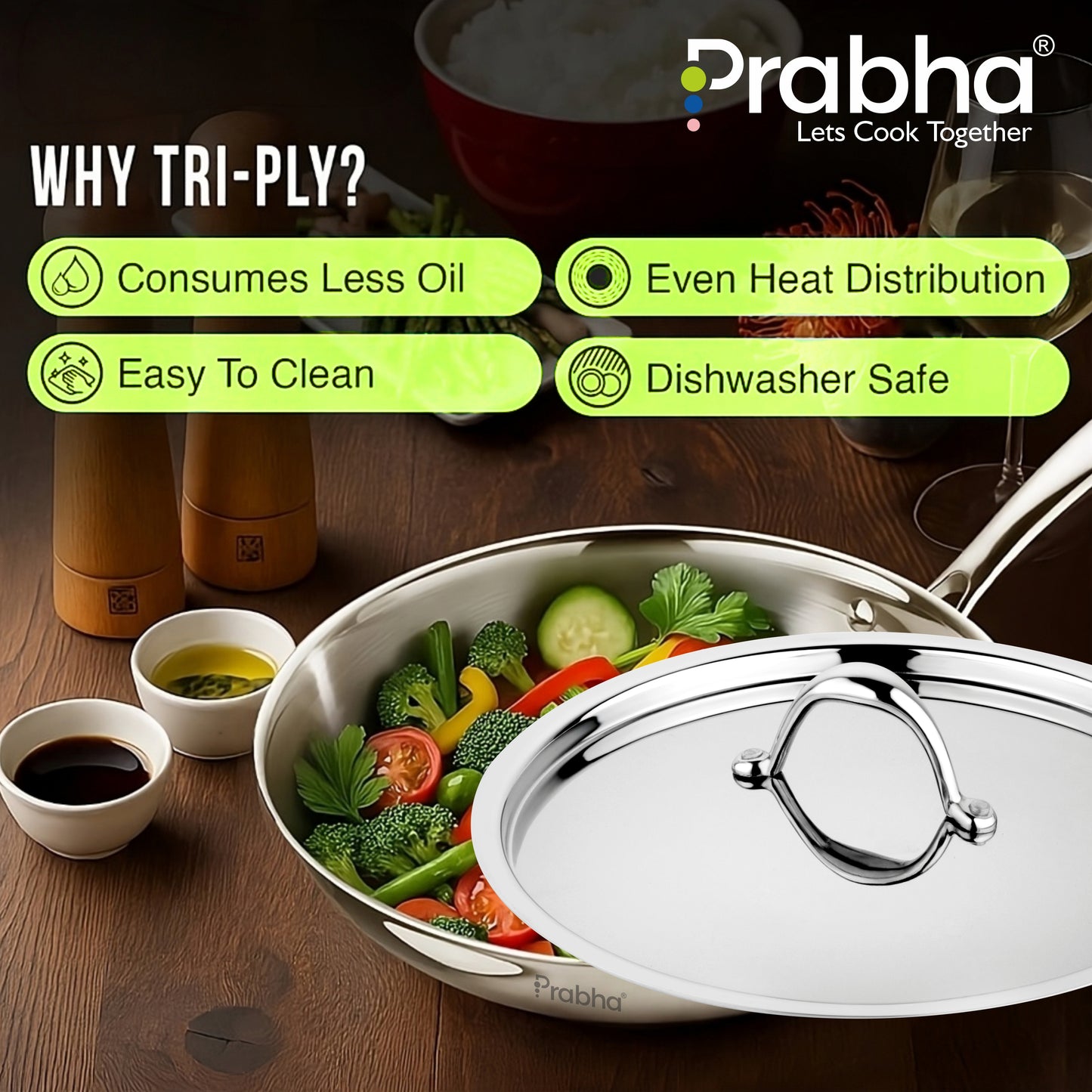 Prima Triply Frypan With Lid