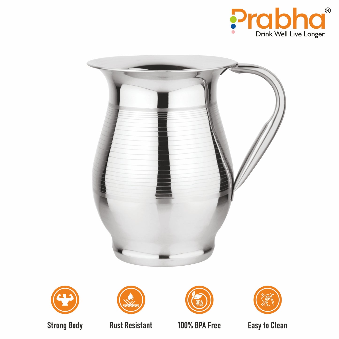 Stainless Steel Supremo Water Jug, 2000ml - Ideal for Home & Kitchen