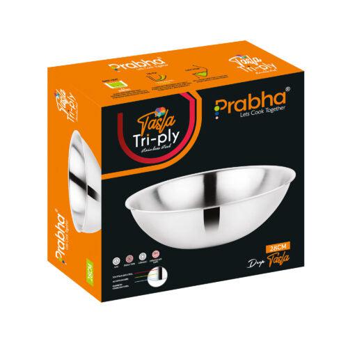Prabha Tri-ply Stainless Steel Induction Compatible Tasra Tasla Triply Tasla Tasra Kadhai Tasla Kadhai