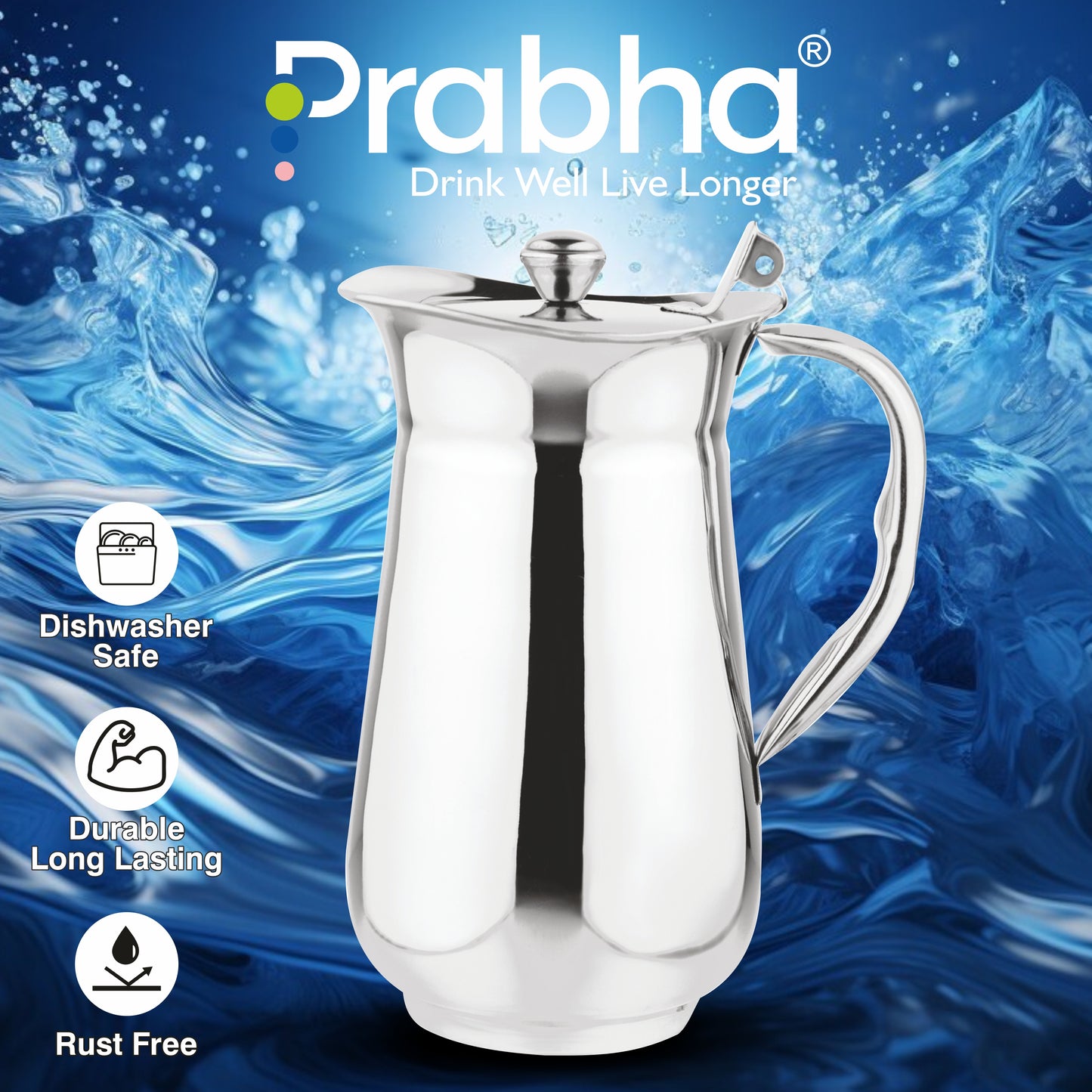 Stainless Steel Victoria Water Jug, 1800ml - Best for Home & Kitchen