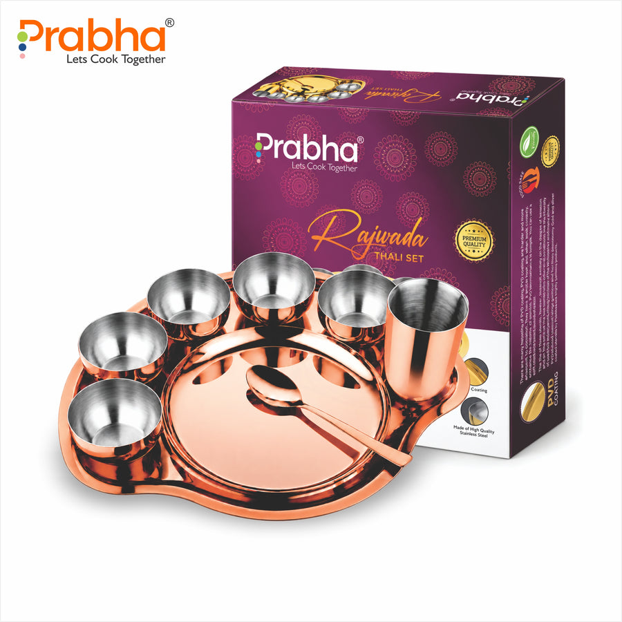 Premium Rose Gold PVD Coated Thali Set in Stainless Steel – 1 Person