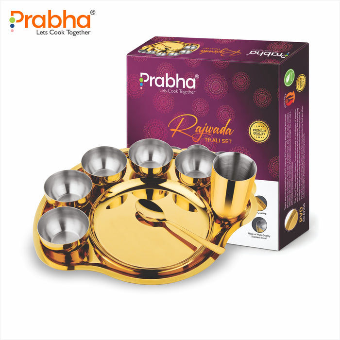 Premium Gold PVD Coated Thali Set in Stainless Steel – 1 Person