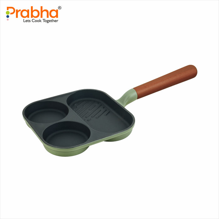Castella Light Cast Iron 18cm Breakfast Pan - Induction Bottom, Pea Green