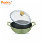 Castella Light Cast Iron 24cm (2.5L) Kadhai with Lid - Induction Bottom, Pea Green