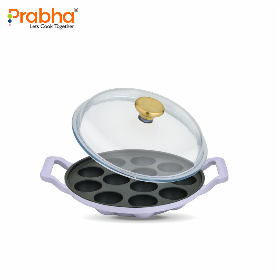 Castella Light Cast Iron 22cm Paniyarakal With Lid - Induction Bottom, Purple