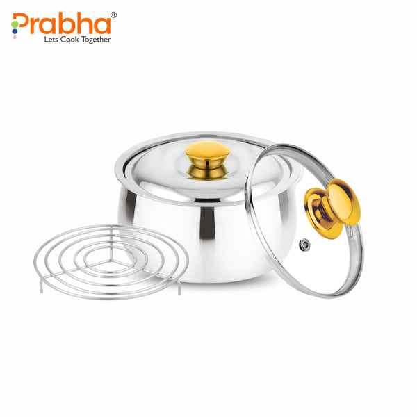 Annapurna Casserole Belly With Steel & Glass Lid