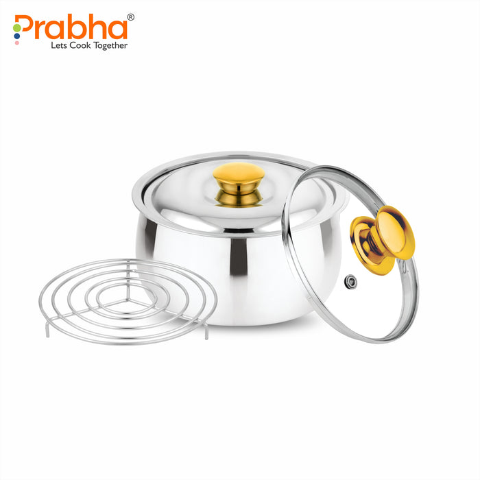 Annapurna Casserole Belly With Steel & Glass Lid