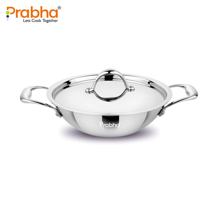 Prima Triply Kadhai Flat Bottom With Lid