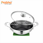 Tri-ply Hexa Cube Kadhai With Lid With Honeycomb Surface