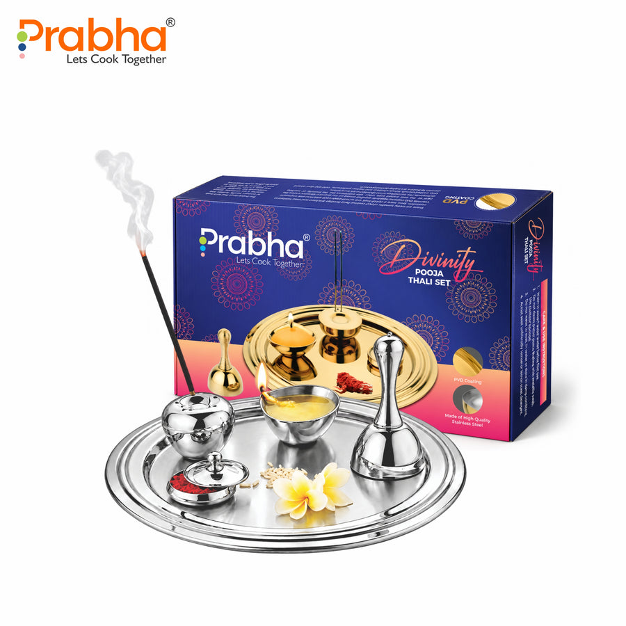 Premium Stainless Steel Divinity Puja Thali Set – For Home & Office Temple