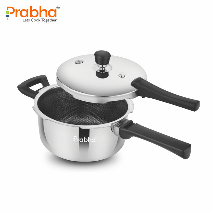Triply Pressure Cooker with Hexa Cube Honeycomb Stick-Resistant Technology