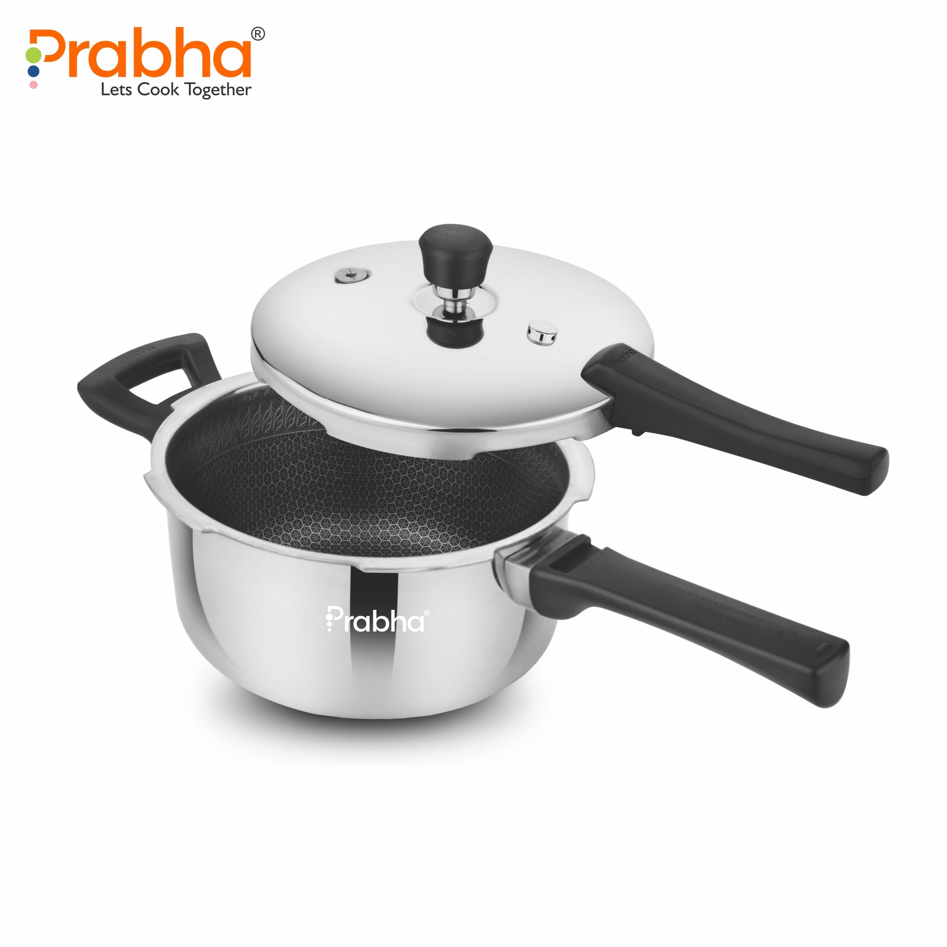 Triply Hexa Cube Nonstick Pressure Cooker With Outer Lid | Prabhasteel
