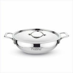 Magnum Flat Bottom Hammered Kadhai With Lid