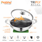 Tri-ply Hexa Cube Kadhai With Lid With Honeycomb Surface